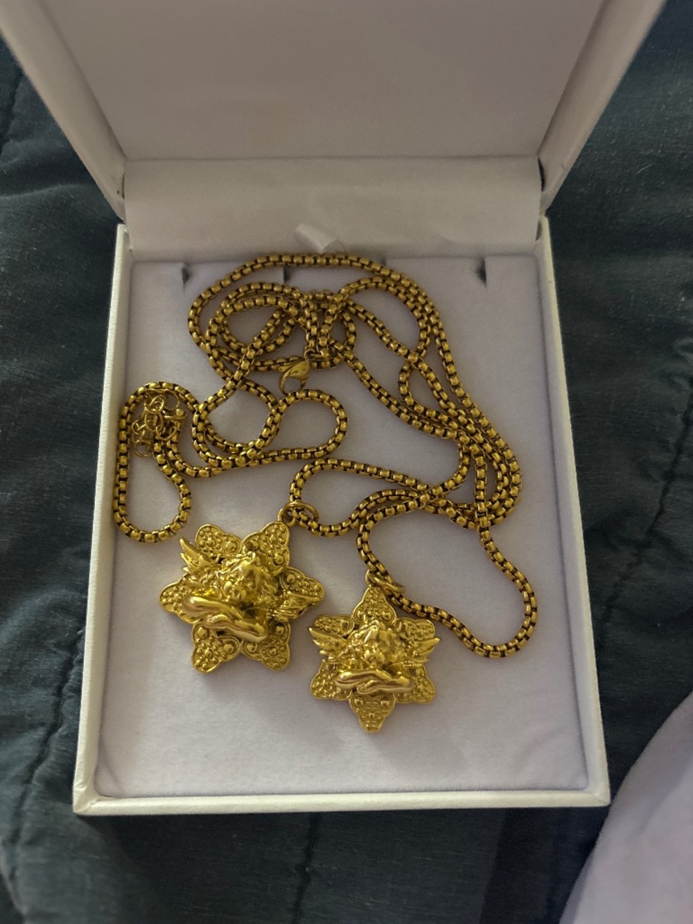Boys lie, gold necklace, brand new with box